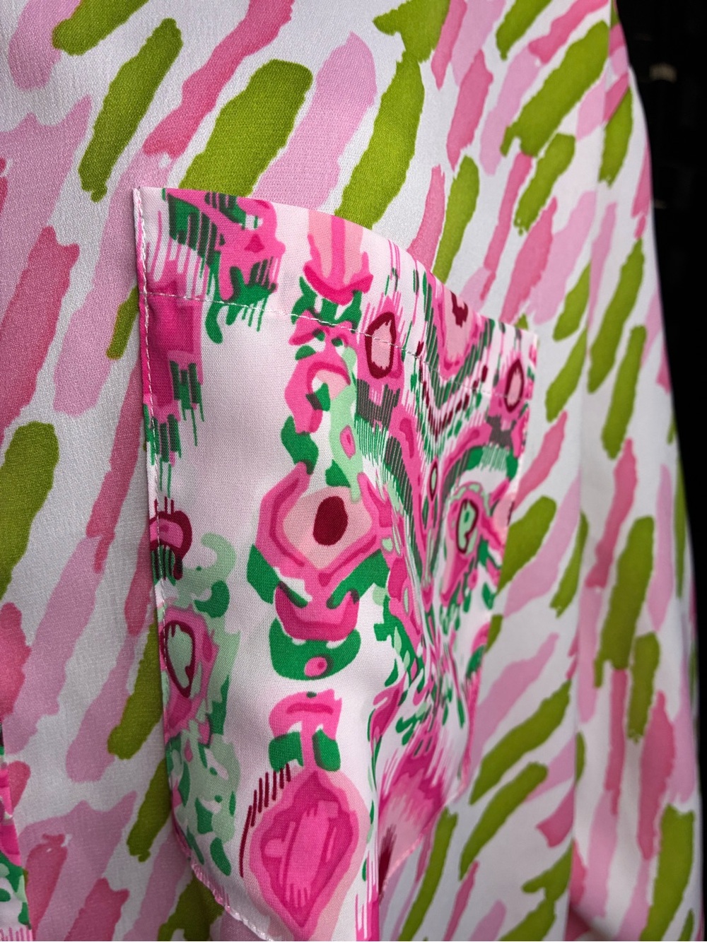 entro Pink & Green Mixed-Print Button Down Shirt - Picture 3 of 10